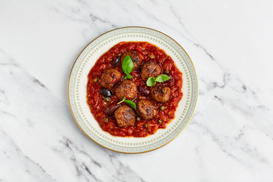 Wild Venison Chilli & Fennel Meatballs with Puttanesca Sauce, Serves 2